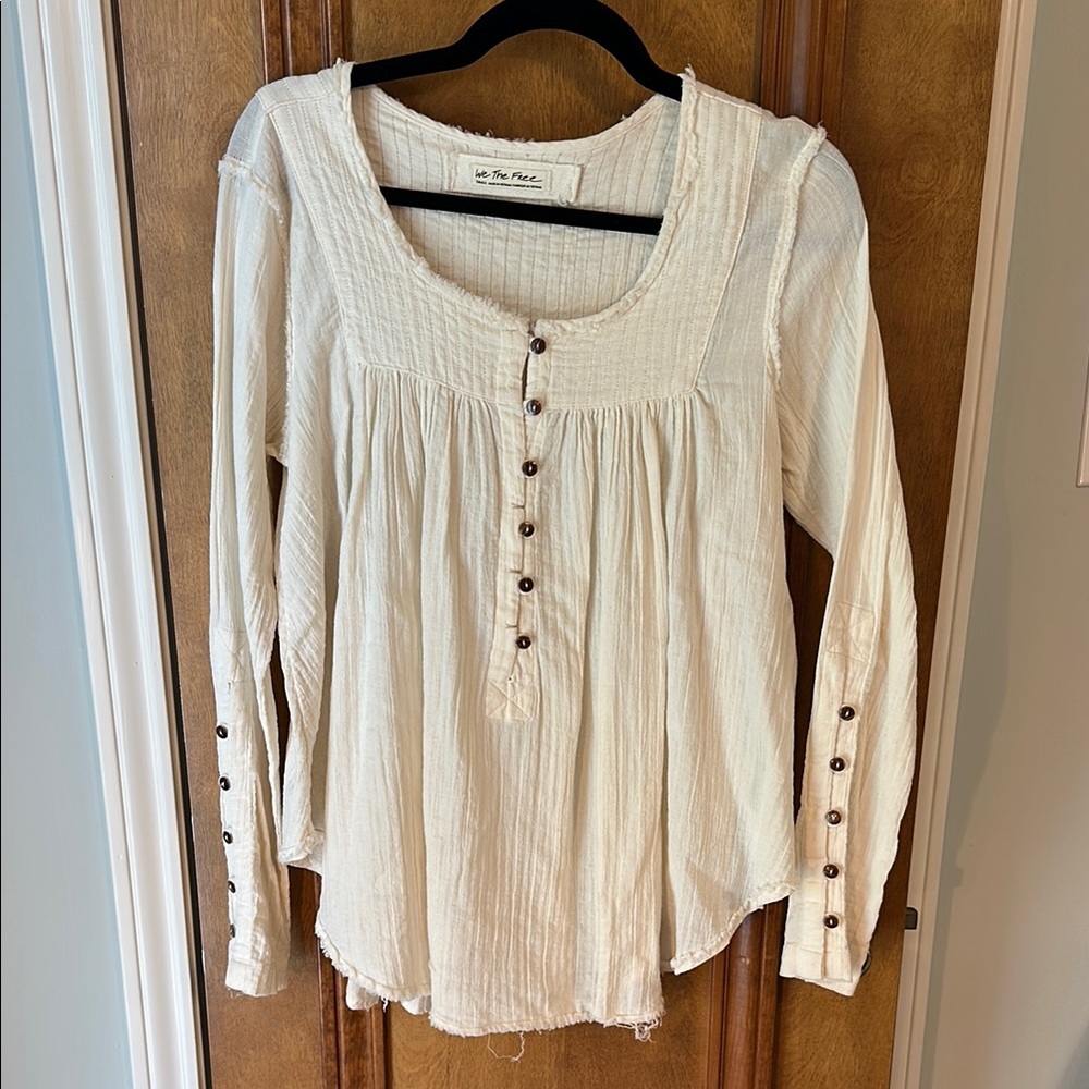 We the Free Women's Cream Button-Down Top - Small